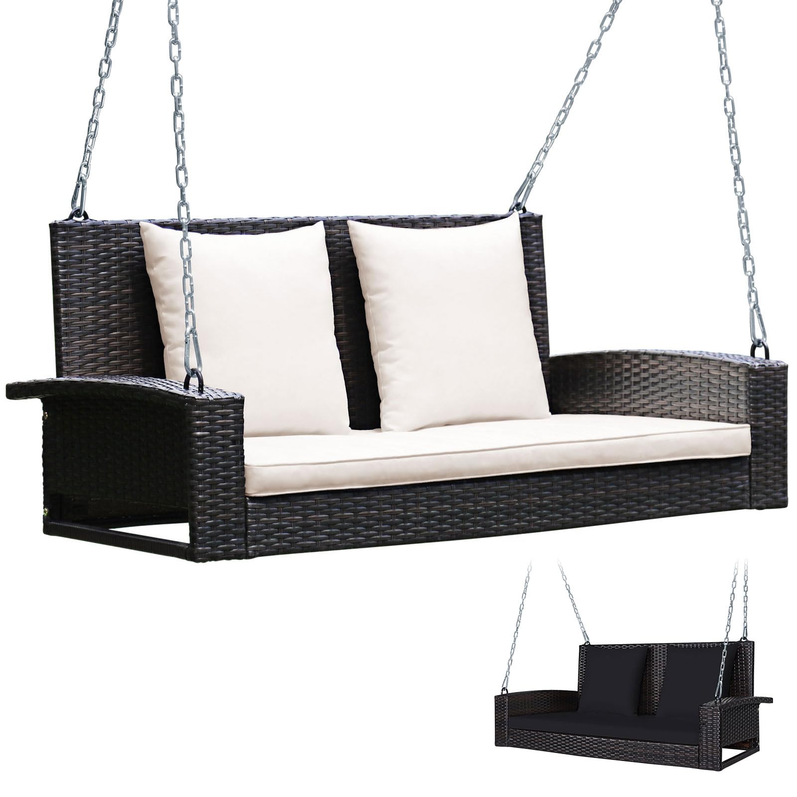 Tangkula 2-Person Wicker Porch Swing